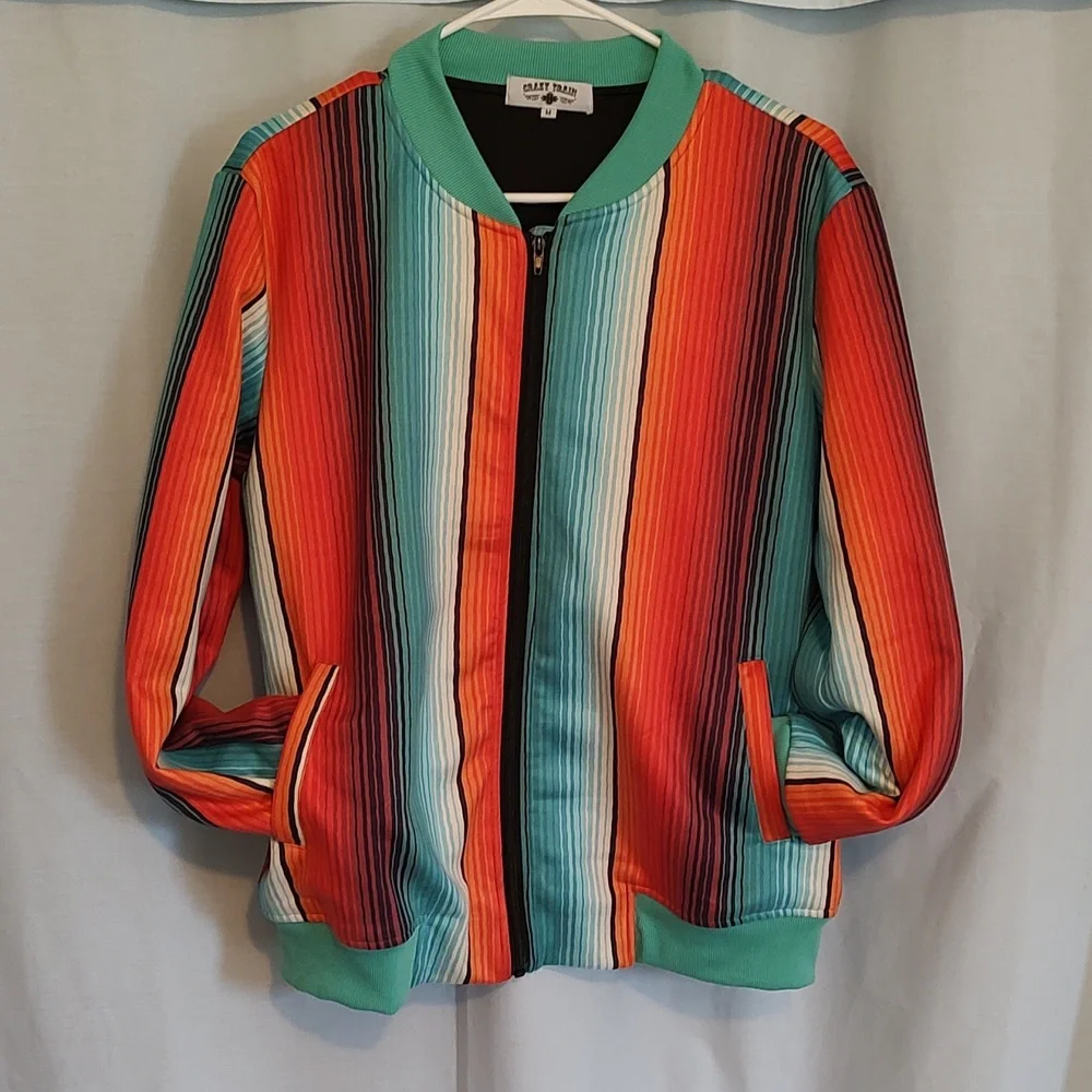 Crazy Train Serape Bomber jacket women's size Medium - Picture 1 of 3